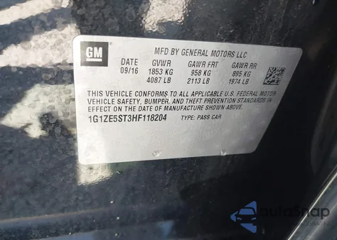 2017 Chevrolet Malibu 1Lt from USA, damaged, VIN 1G1ZE5ST3HF118204